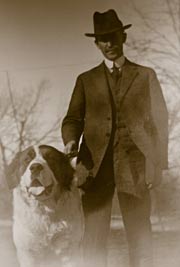 Orville Wright with dog