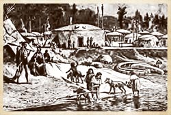 EArly Native American Village Illustration