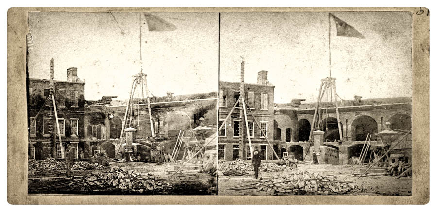 Photograph of Fort Sumter taken on April 14, 1861 after Major Anderson's surrender.